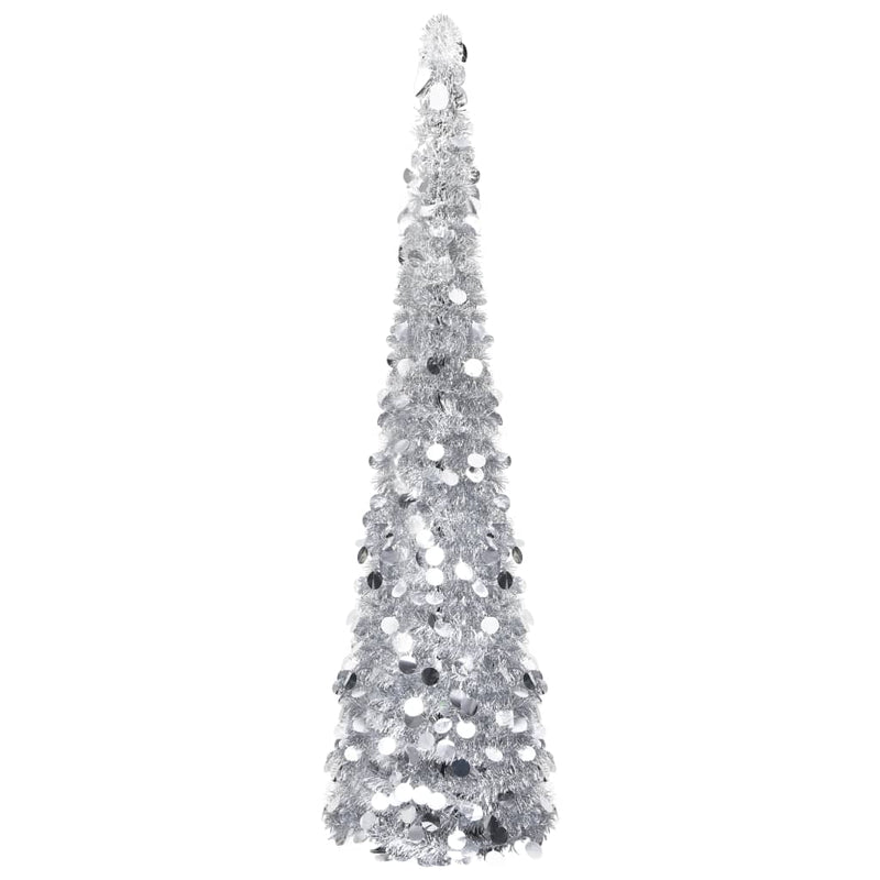 Kunstkerstboom Pop-Up 150 Cm Pet Kleurig Zilver