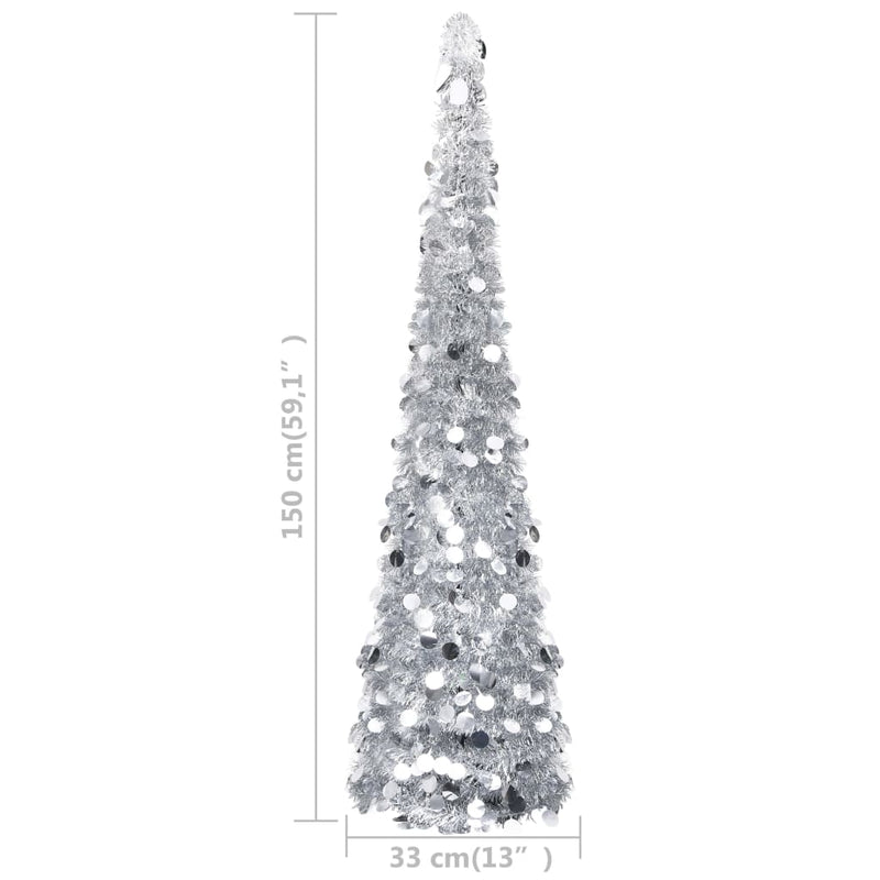 Kunstkerstboom Pop-Up 150 Cm Pet Kleurig Zilver