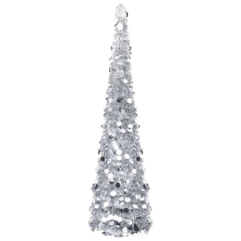 Kunstkerstboom Pop-Up 150 Cm Pet Kleurig Zilver