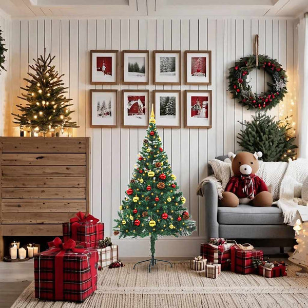 Kunstkerstboom Met Verlichting En Kerstballen 150 Cm Groen