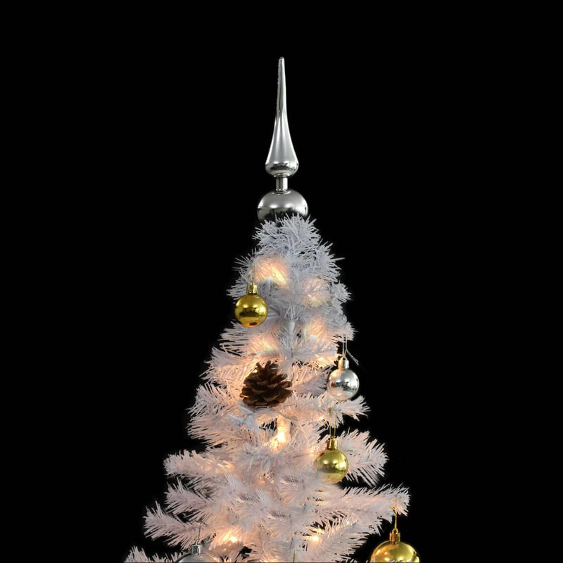 Kunstkerstboom Met Verlichting En Kerstballen 180 Cm Wit