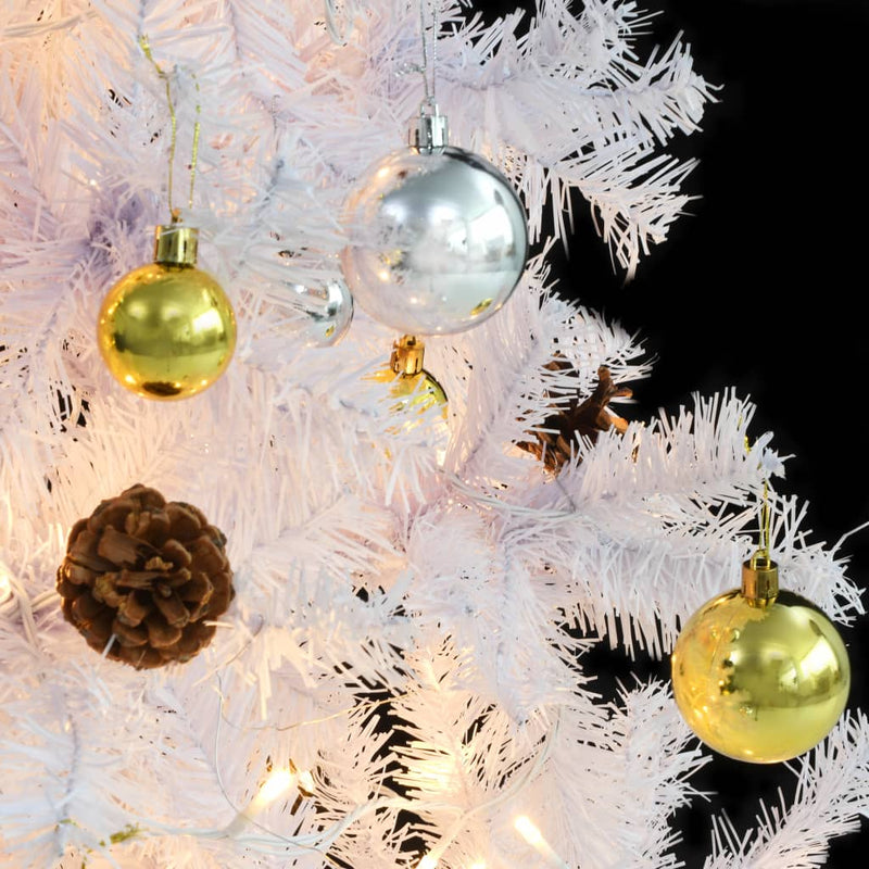 Kunstkerstboom Met Verlichting En Kerstballen 180 Cm Wit