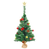 Kunstkerstboom Met Verlichting En Kerstballen 64 Cm Groen Wit