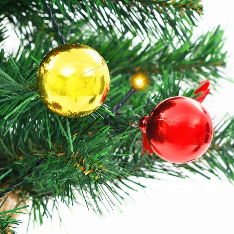 Kunstkerstboom Met Verlichting En Kerstballen 64 Cm Groen Wit