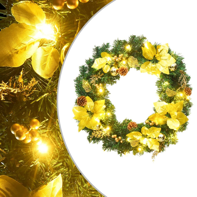 Kerstkrans Met Led Lampjes 60 Cm Pvc Groen