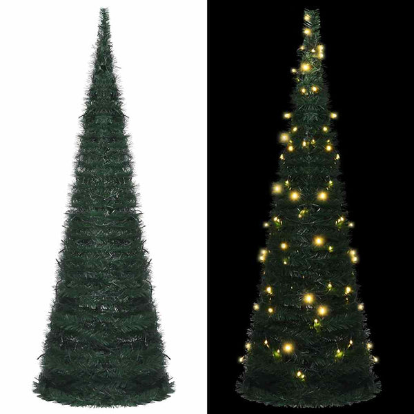Kunstkerstboom Met Verlichting Pop-Up 180 Cm Groen Grijs