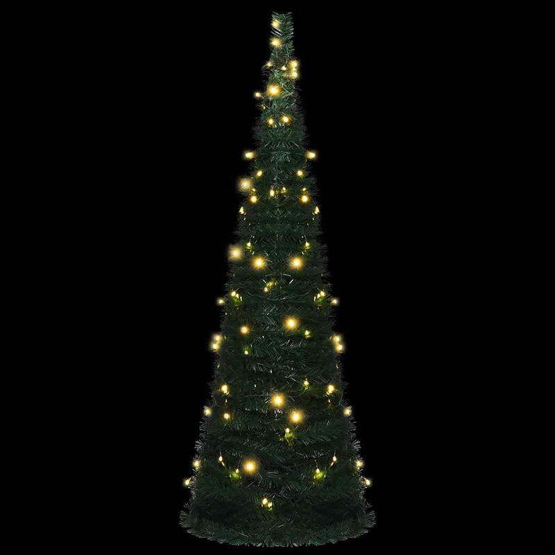 Kunstkerstboom Met Verlichting Pop-Up 180 Cm Groen Grijs