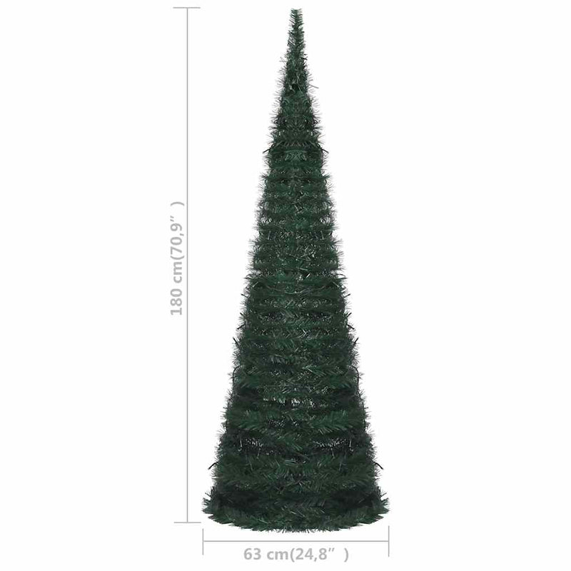 Kunstkerstboom Met Verlichting Pop-Up 180 Cm Groen Grijs