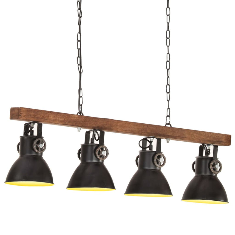 Plafondlamp Industrieel E27 Mangohout Zwart Wijnrood