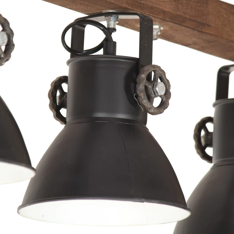 Plafondlamp Industrieel E27 Mangohout Zwart Wijnrood