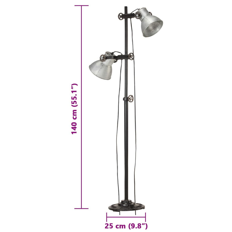 Vloerlamp Met 2 Lampenkappen E27 Gietijzer Kleurig