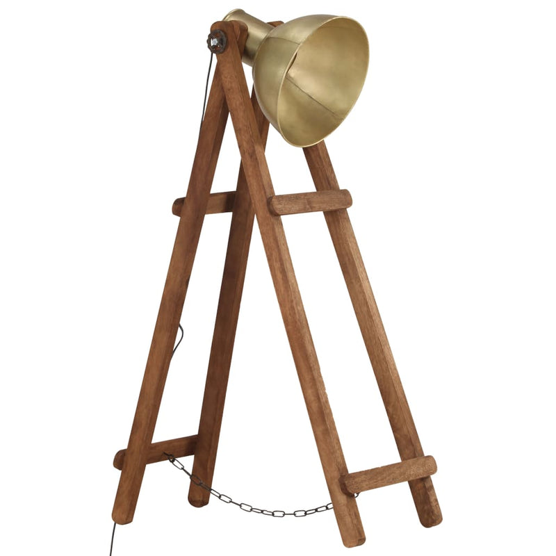 Vloerlamp E27 Massief Mangohout Messingkleurig