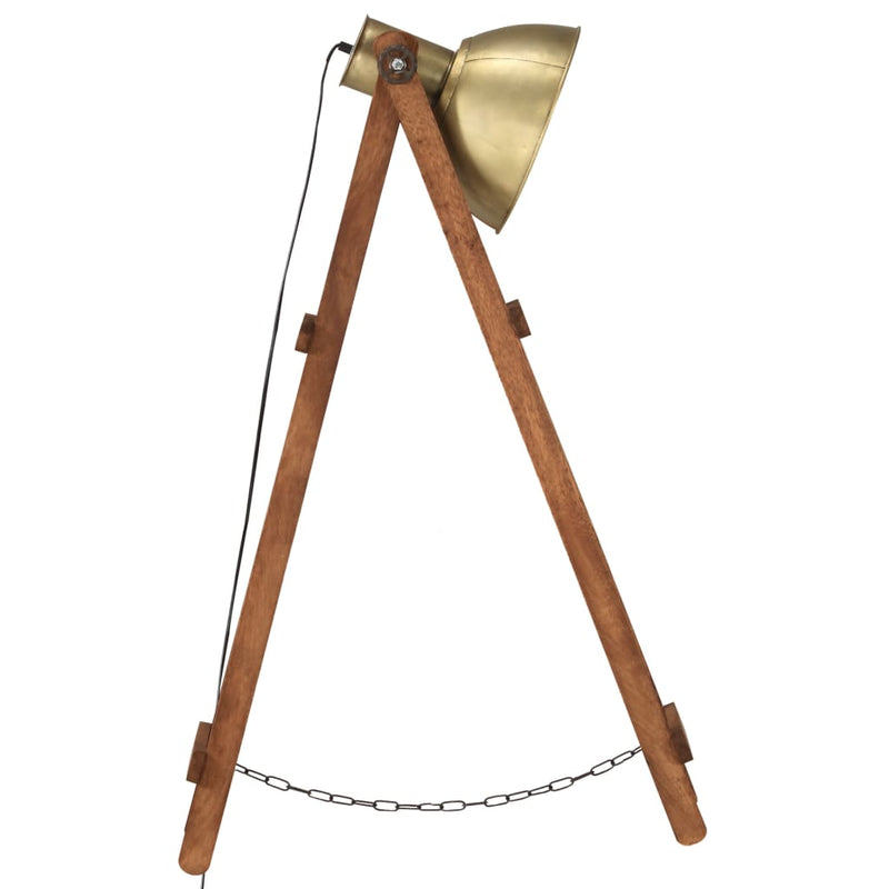 Vloerlamp E27 Massief Mangohout Messingkleurig