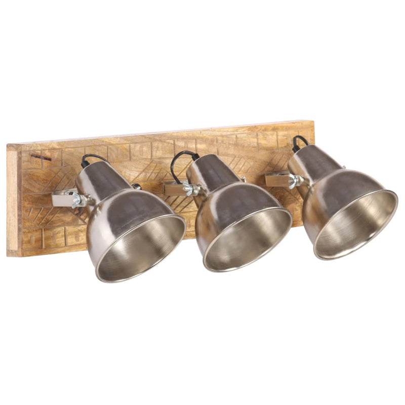 Wandlamp Industrieel E27 70X23 Cm Mangohout Zilverkleurig