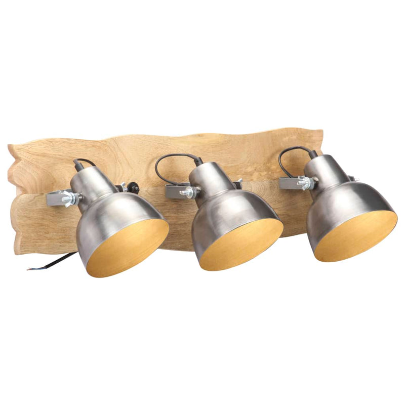 Wandlamp Industrieel E27 70X23 Cm Mangohout Zilverkleurig