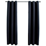 Verduisteringsgordijnen Met Ringen 2 Stuks Zwart 97X213 Cm Stof