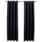 Verduisteringsgordijnen Met Ringen 2 Stuks Zwart 137X213 Cm Stof