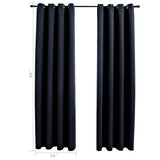 Verduisteringsgordijnen Met Ringen 2 Stuks Zwart 137X213 Cm Stof