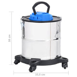 Asstofzuiger Met Hepa Filter 1200 W 20 L Roestvrij Staal