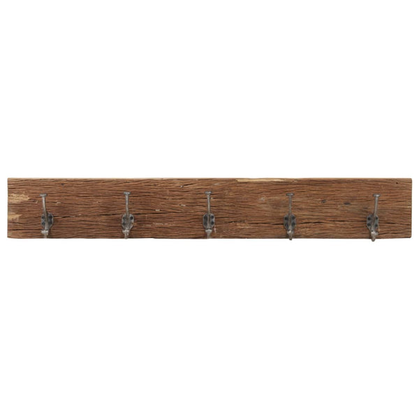 Wandkapstok Met 5 Haken 100X2,5X15 Cm Massief Gerecycled Hout