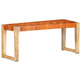 Bankje 110 Cm Echt Leer En Massief Mangohout