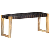 Bankje 110 Cm Echt Leer En Massief Mangohout