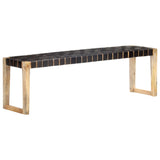 Bankje 110 Cm Echt Leer En Massief Mangohout