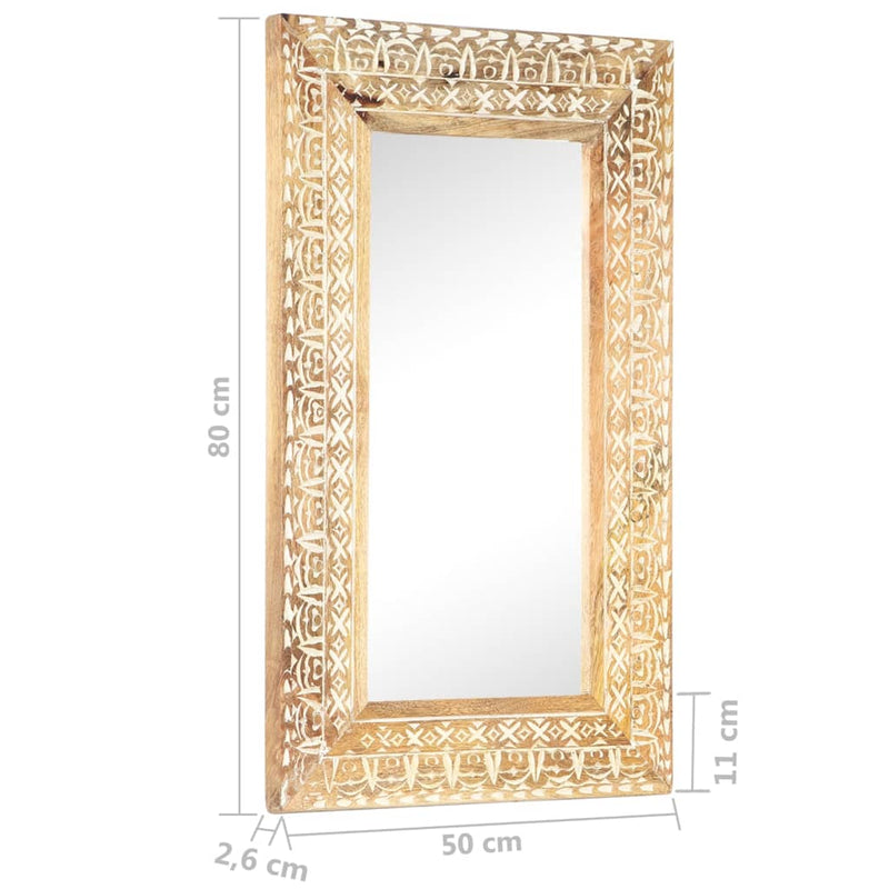 Spiegel Handgesneden 80X50X2,6 Cm Massief Mangohout