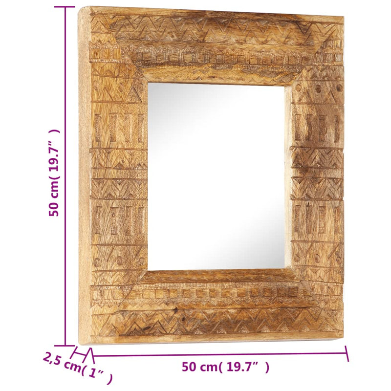 Spiegel Handgesneden 50X50X2,5 Cm Massief Mangohout