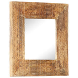 Spiegel Handgesneden 50X50X2,5 Cm Massief Mangohout