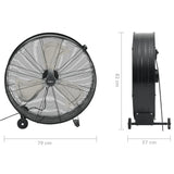 Trommelventilator Industrieel 187,7 W 77 Cm Zwart