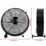 Trommelventilator Industrieel 187,7 W 77 Cm Zwart