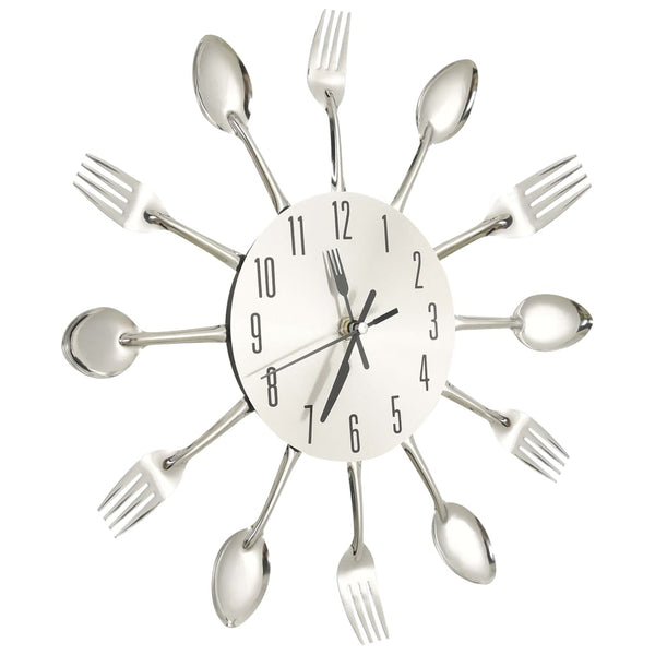 Wandklok Lepel-En-Vork 31 Cm Aluminium Zilverkleurig