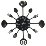 Wandklok Lepel-En-Vork 40 Cm Aluminium Zwart