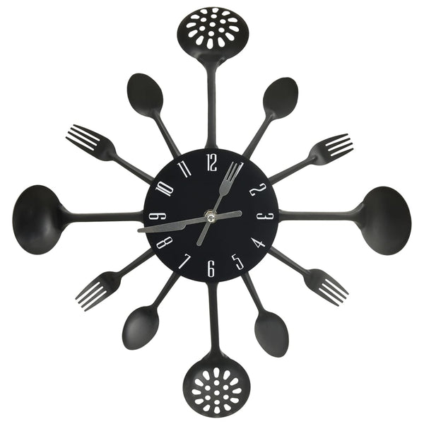 Wandklok Lepel-En-Vork 40 Cm Aluminium Zwart