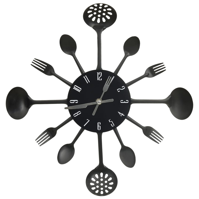 Wandklok Lepel-En-Vork 40 Cm Aluminium Zwart