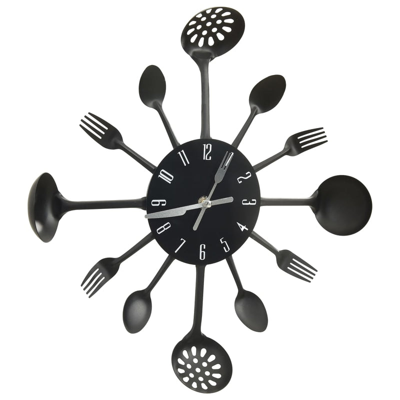Wandklok Lepel-En-Vork 40 Cm Aluminium Zwart