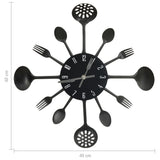 Wandklok Lepel-En-Vork 40 Cm Aluminium Zwart