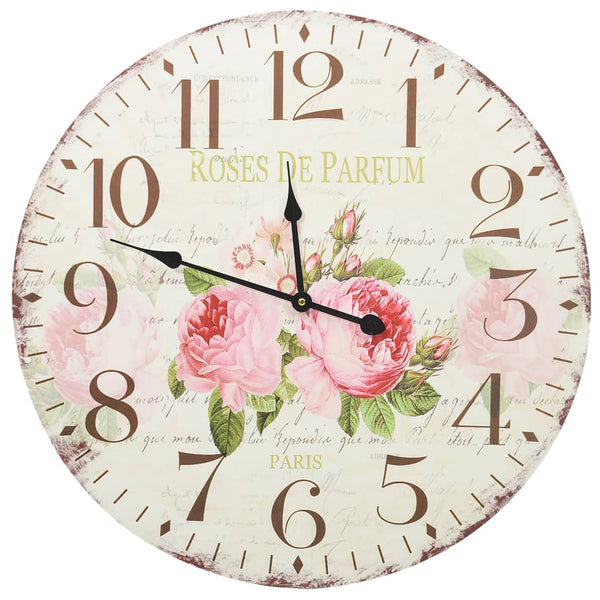 Wandklok Vintage Stijl Bloemen