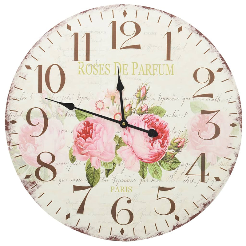 Wandklok Vintage Stijl Bloemen