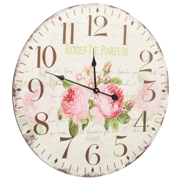Wandklok Vintage Stijl Bloemen