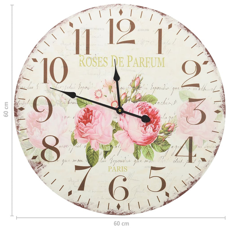 Wandklok Vintage Stijl Bloemen
