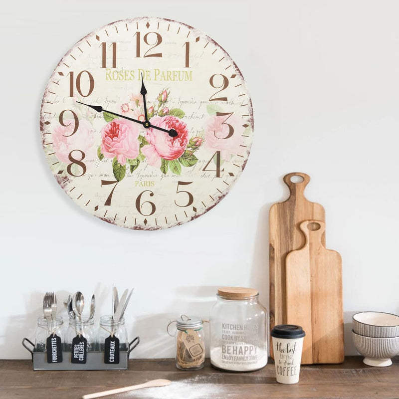 Wandklok Vintage Stijl Bloemen