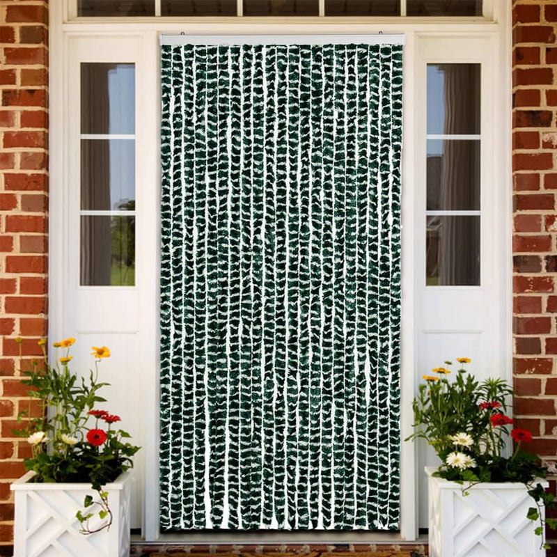 Vliegengordijn Chenille Groen En Wit