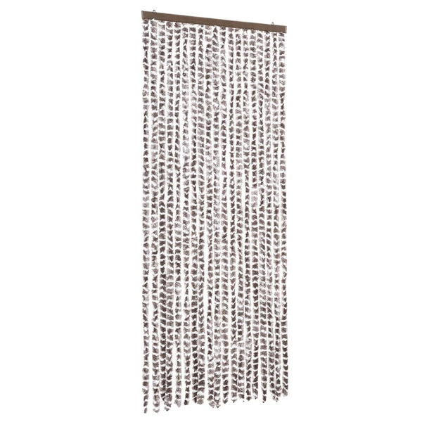 Vliegengordijn Chenille Taupe En Wit