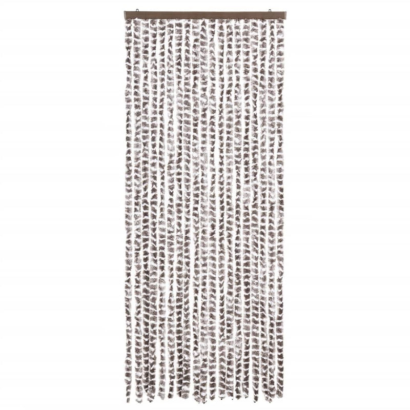 Vliegengordijn Chenille Taupe En Wit