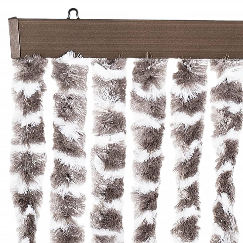 Vliegengordijn Chenille Taupe En Wit
