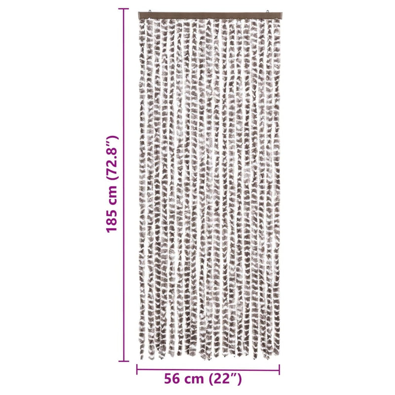 Vliegengordijn Chenille Taupe En Wit