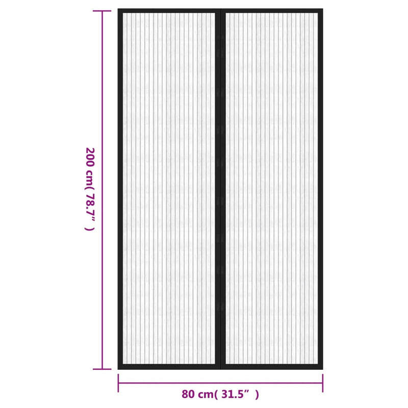 Insectendeurgordijnen 2 St Magnetisch Zwart