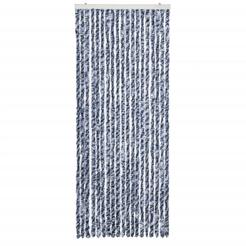 Vliegengordijn Chenille Blauw En Wit